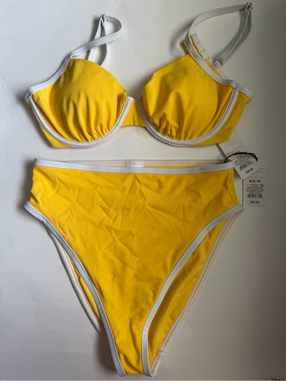 Target Sand & Shore Yellow High-Waist Bikini Set with White Trim